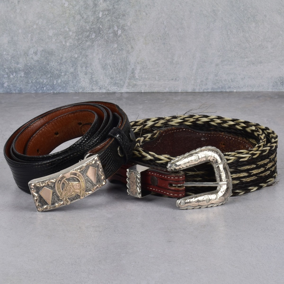 Leather Belts with Sterling Silver Buckles
