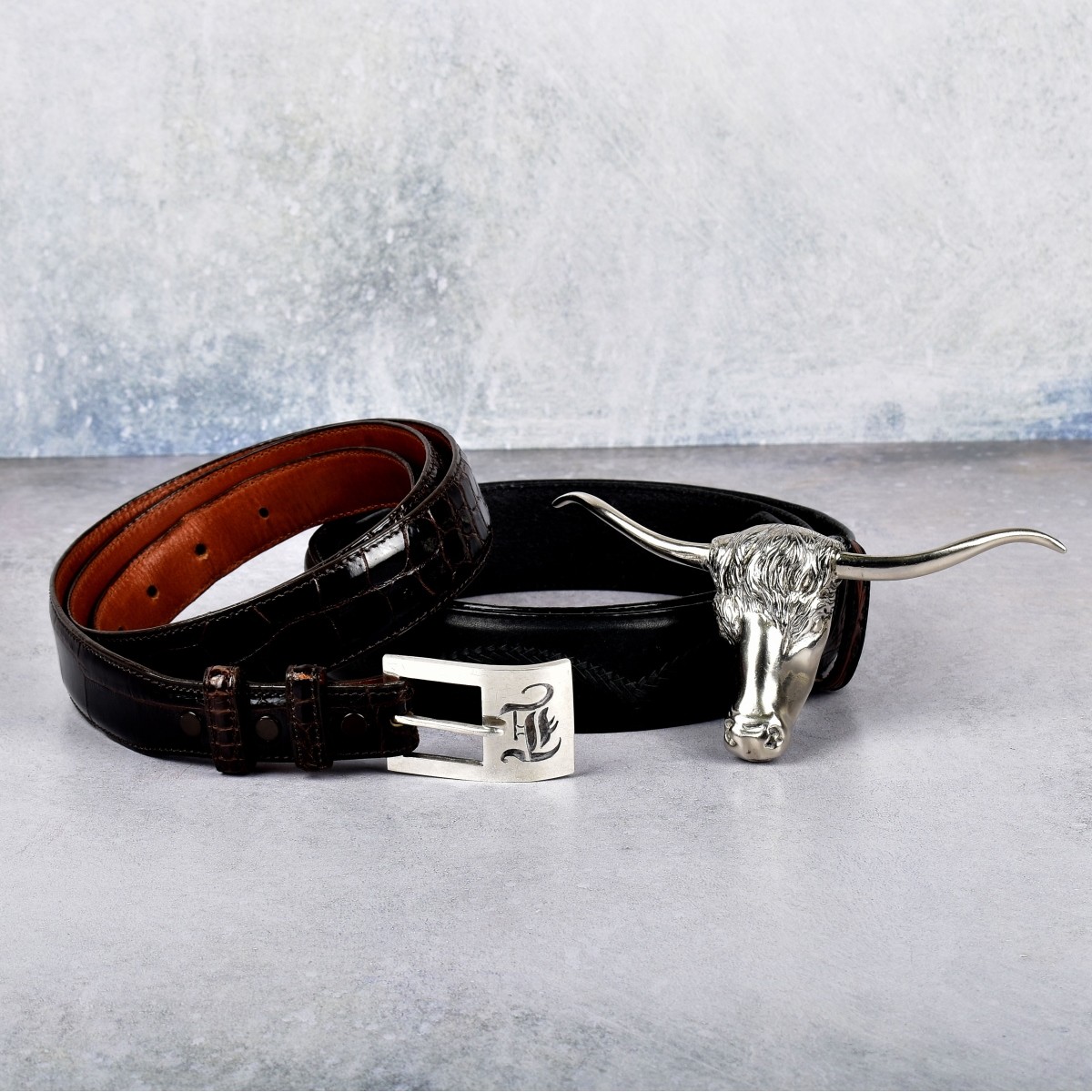 Leather Belts with Sterling Silver Buckles