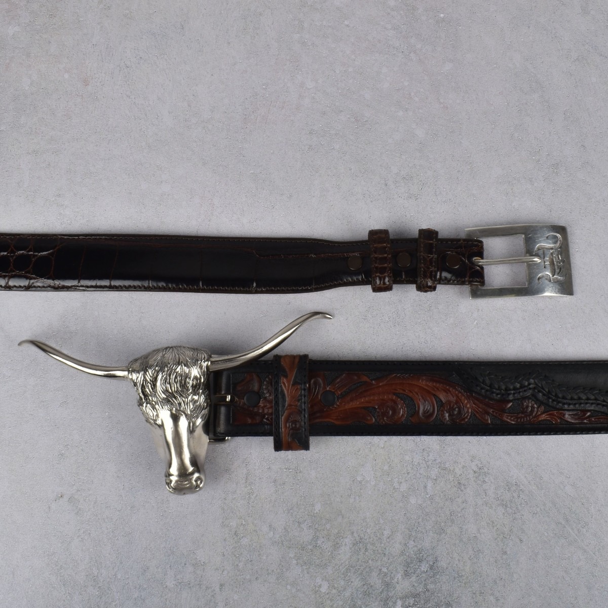 Leather Belts with Sterling Silver Buckles