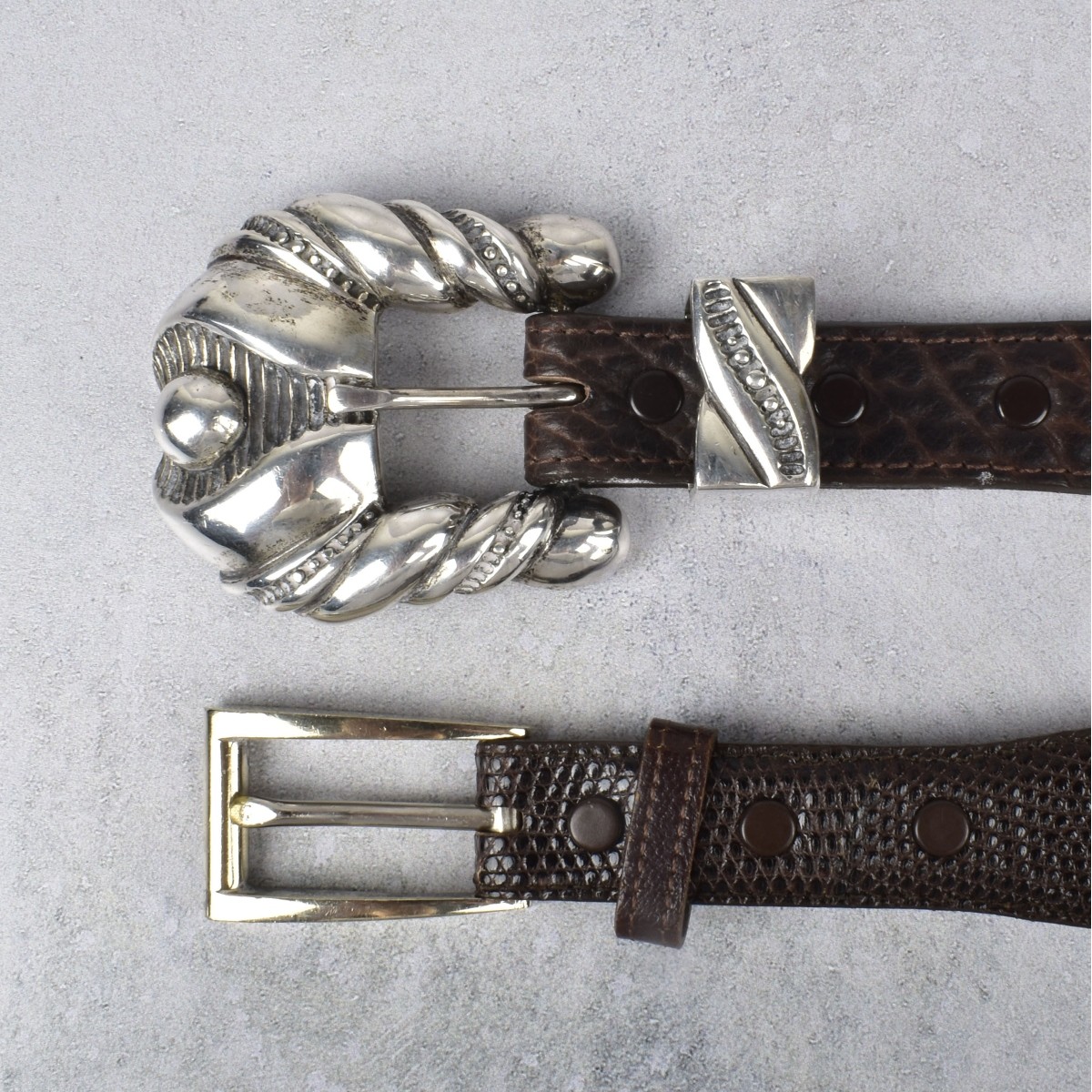 Leather Belts with Sterling Silver Buckles