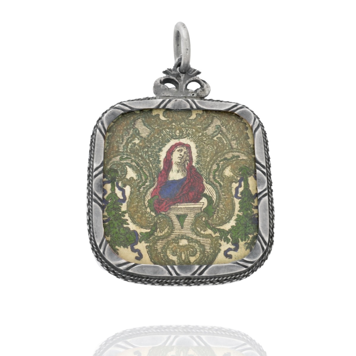 19C Spanish Silver Reliquary Pendant