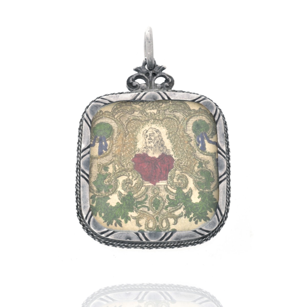 19C Spanish Silver Reliquary Pendant