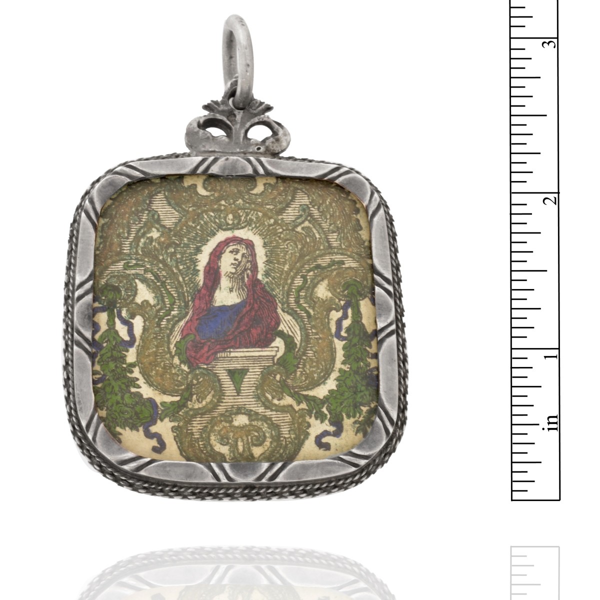 19C Spanish Silver Reliquary Pendant