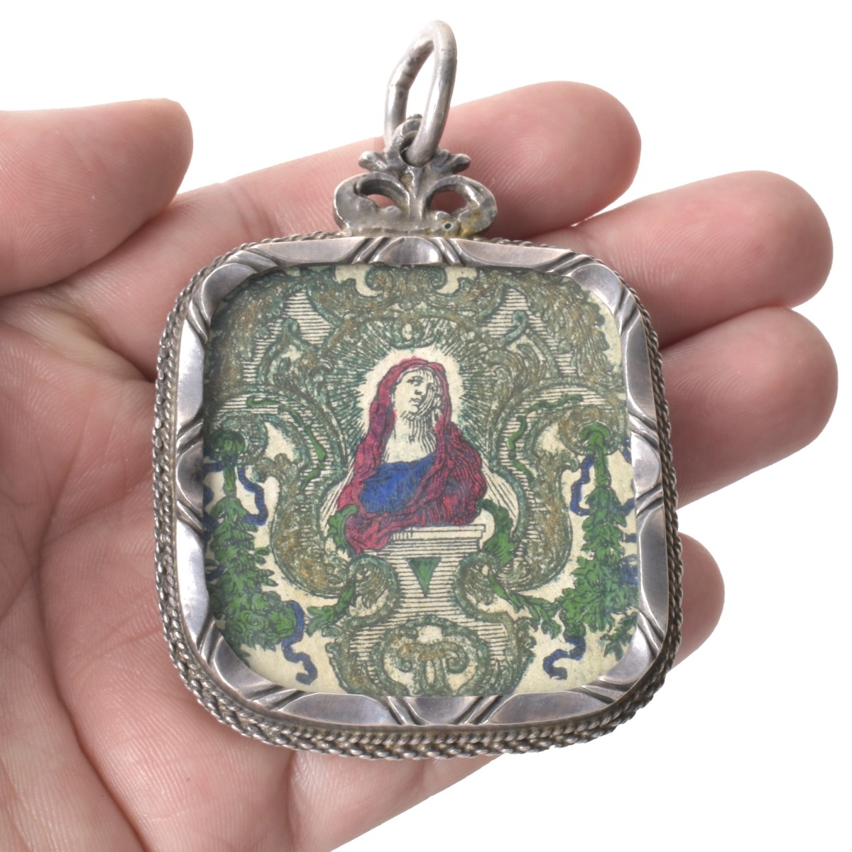 19C Spanish Silver Reliquary Pendant