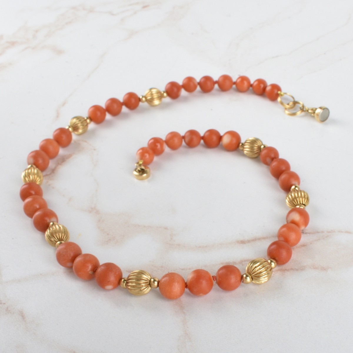 Red Coral and 14K Necklace