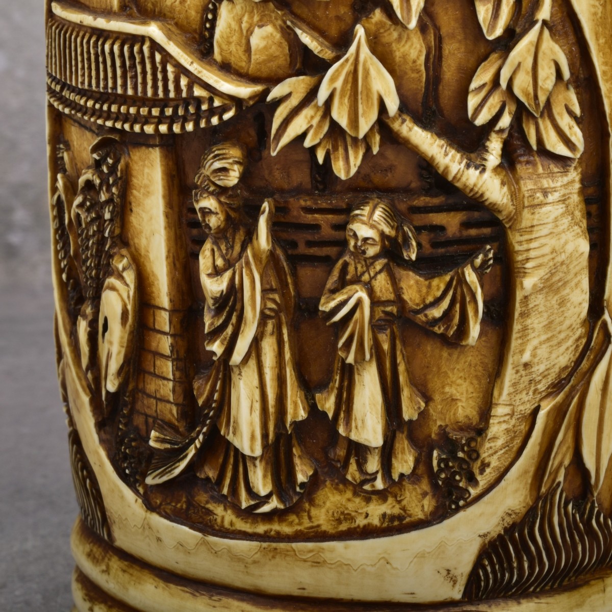 Antique Carved Chinese Tea Stained Tube