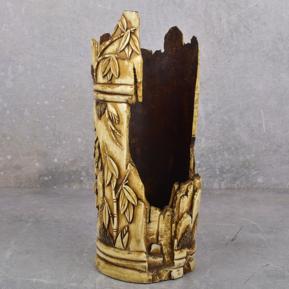 Antique Carved Chinese Tea Stained Tube