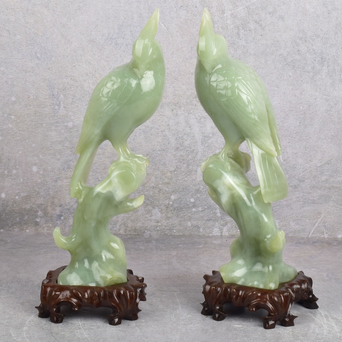 Chinese Carved Jade Serpentine Birds