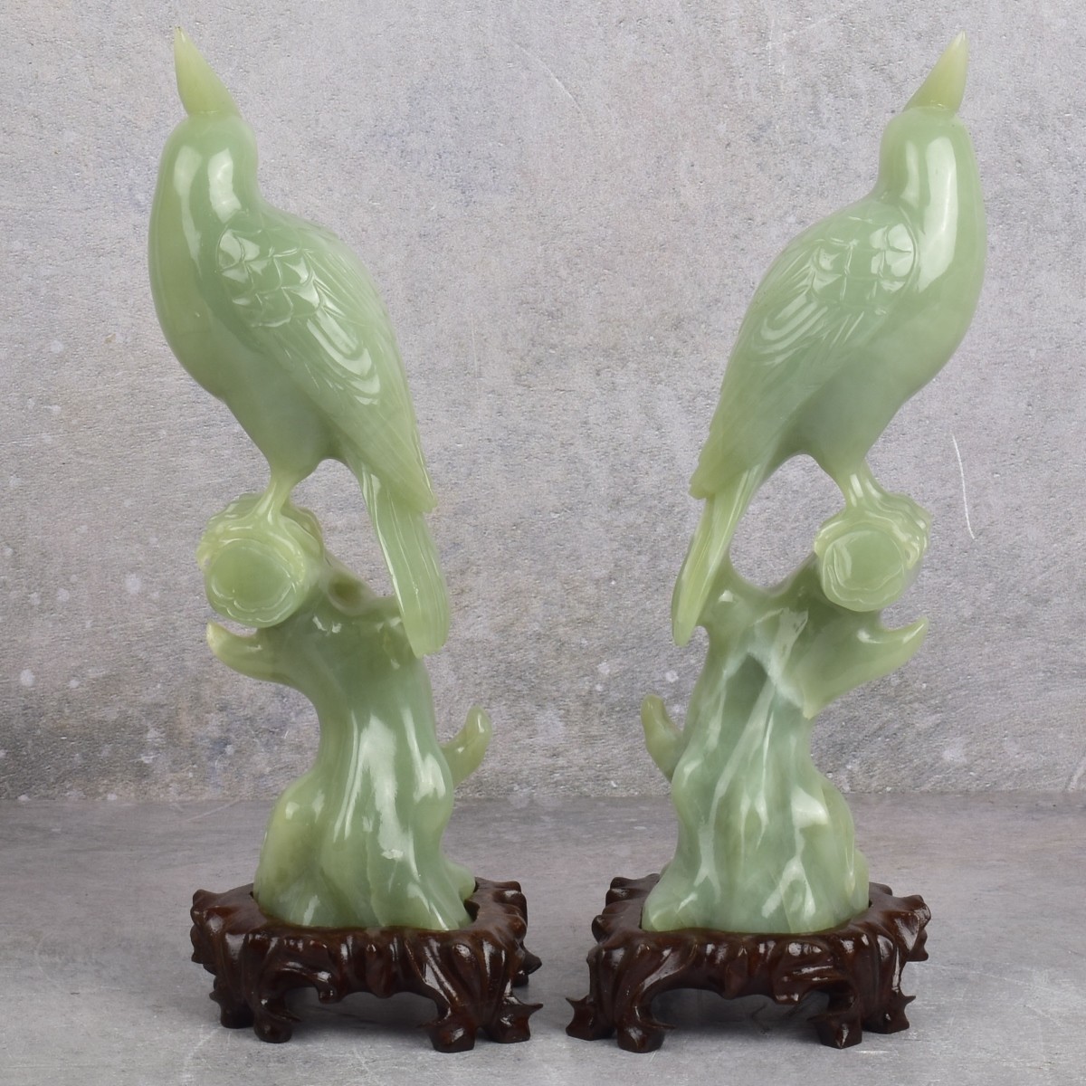 Chinese Carved Jade Serpentine Birds