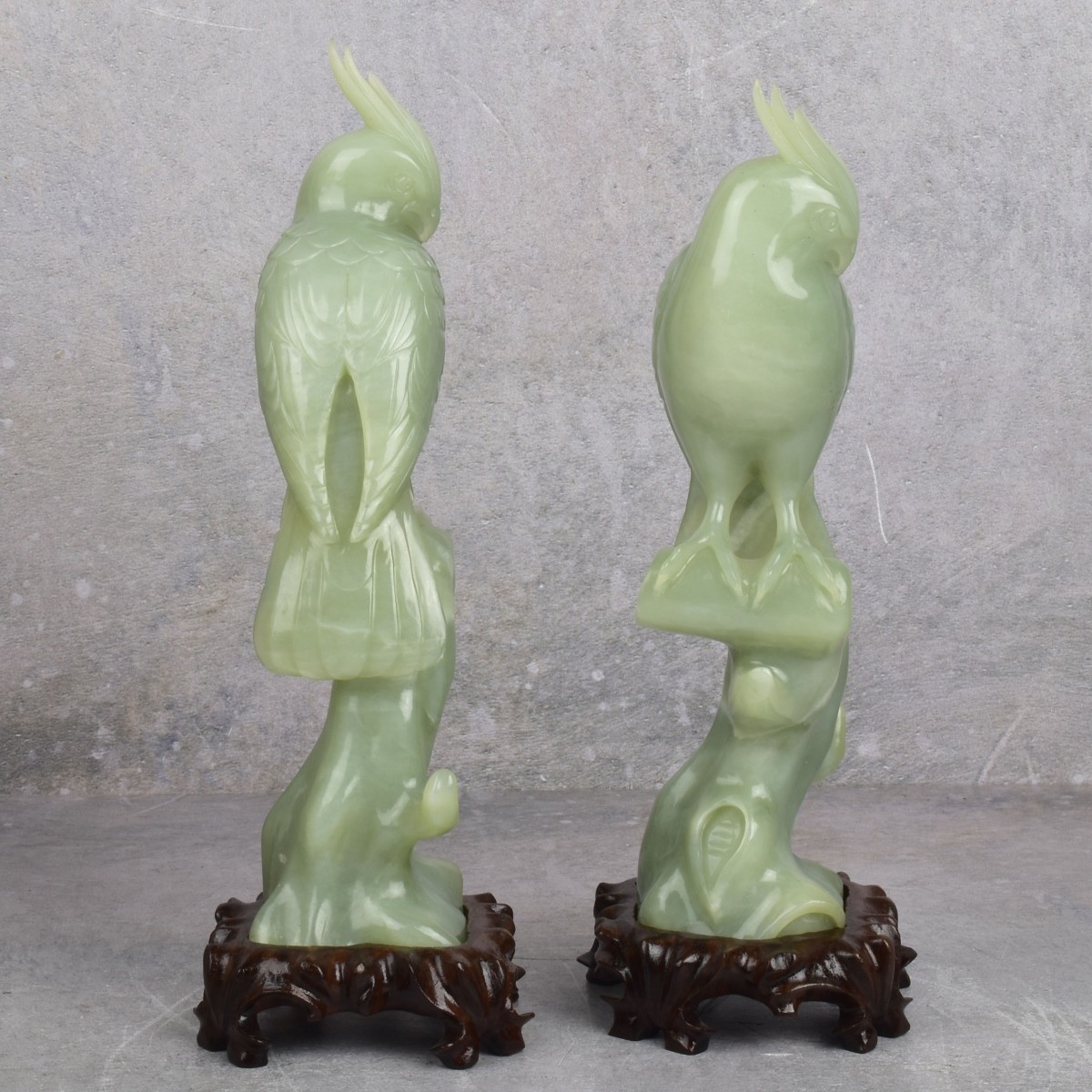 Chinese Carved Jade Serpentine Birds