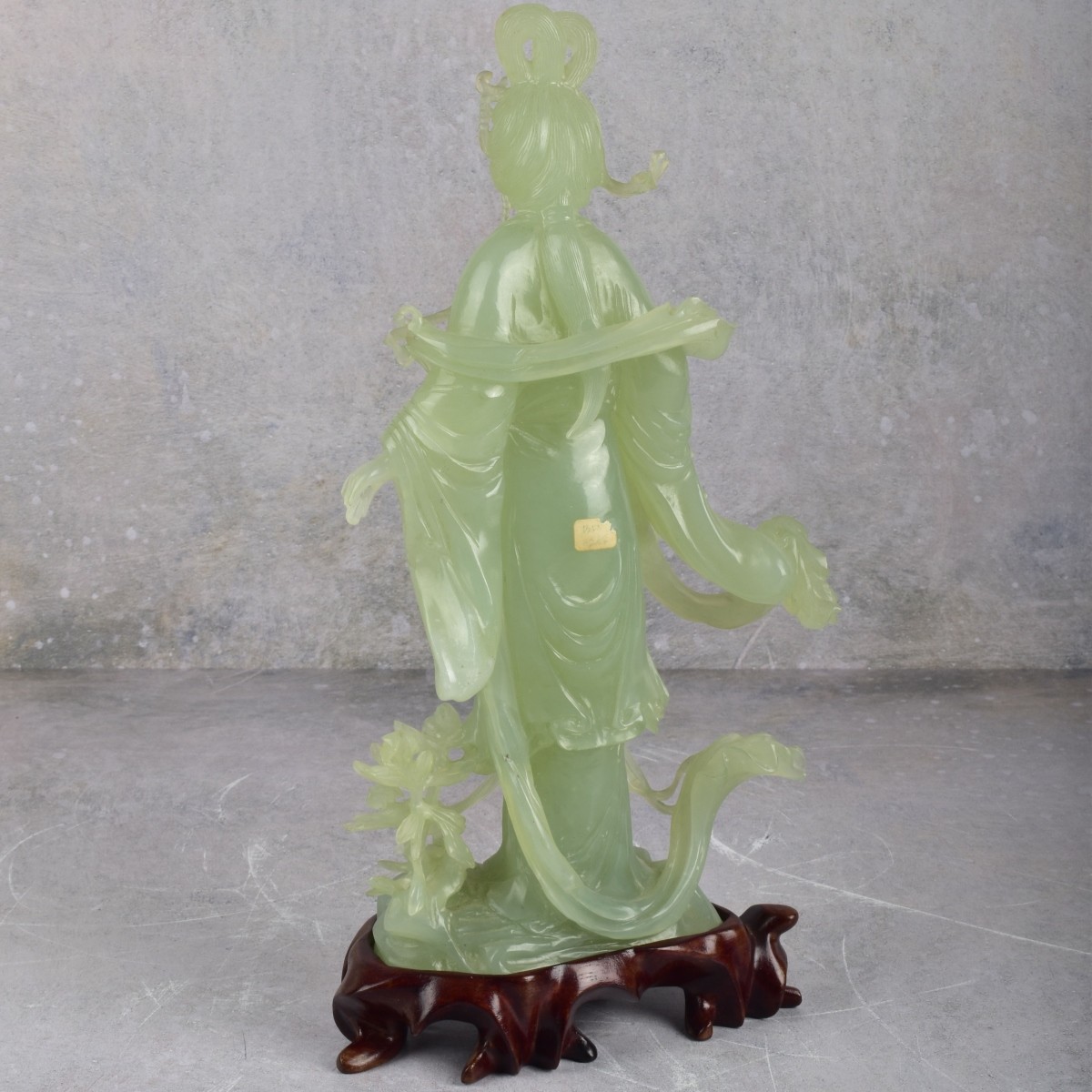 Chinese Carved Green Jade Guanyin Figure