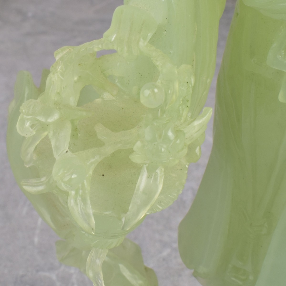 Chinese Carved Green Jade Guanyin Figure