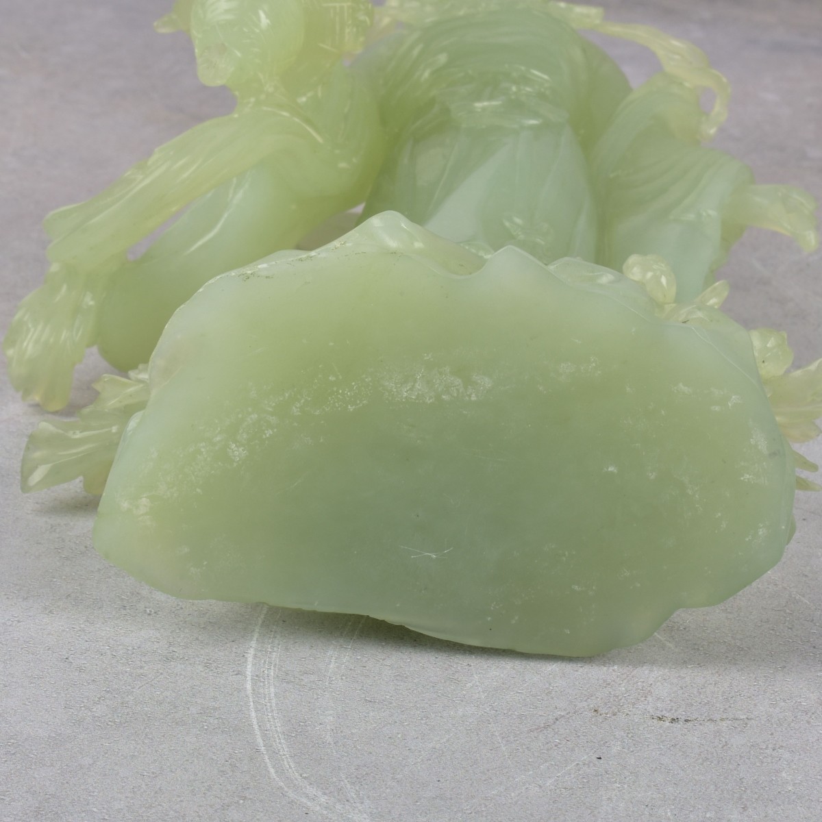 Chinese Carved Green Jade Guanyin Figure