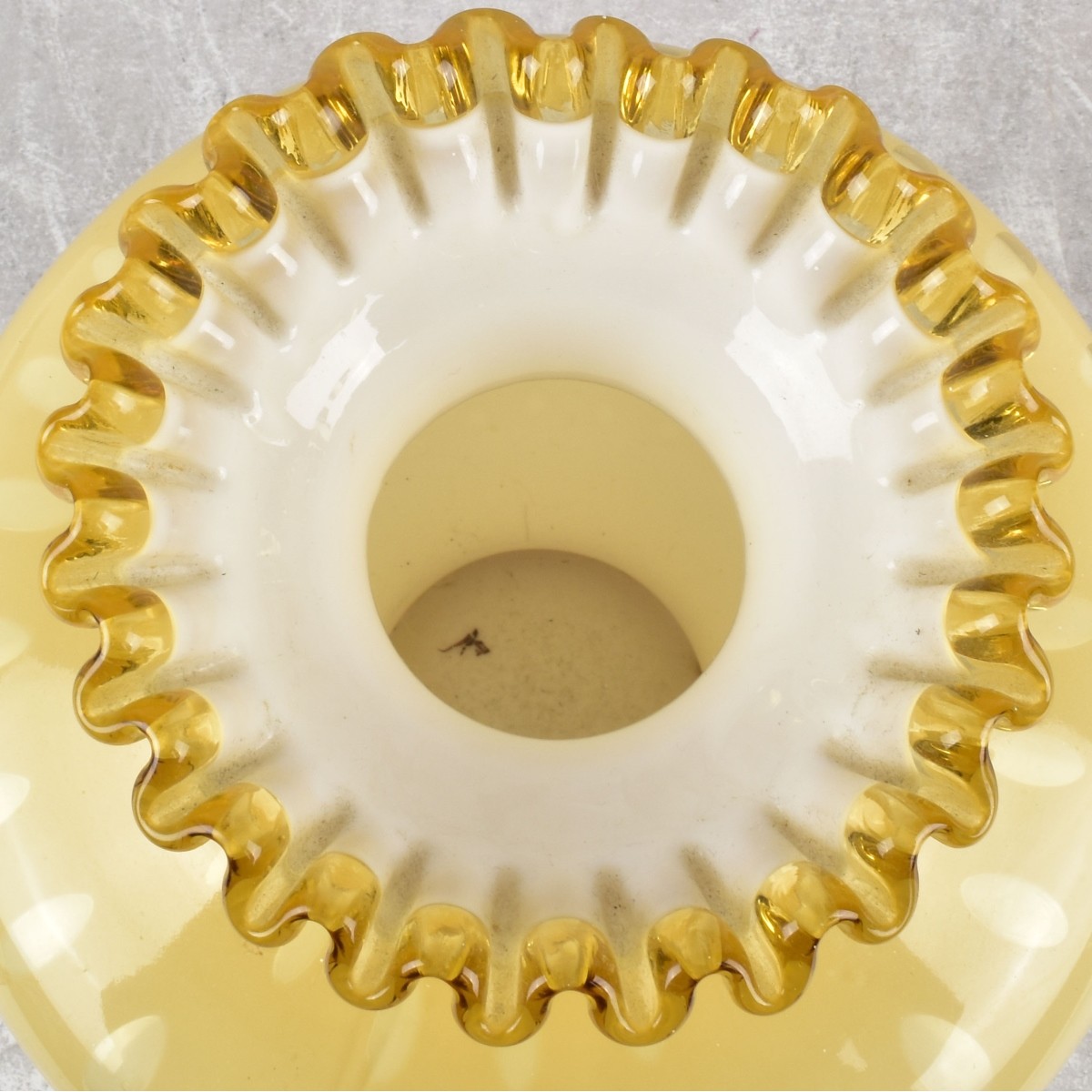 Fenton Art Glass Vase-Honey to Case White