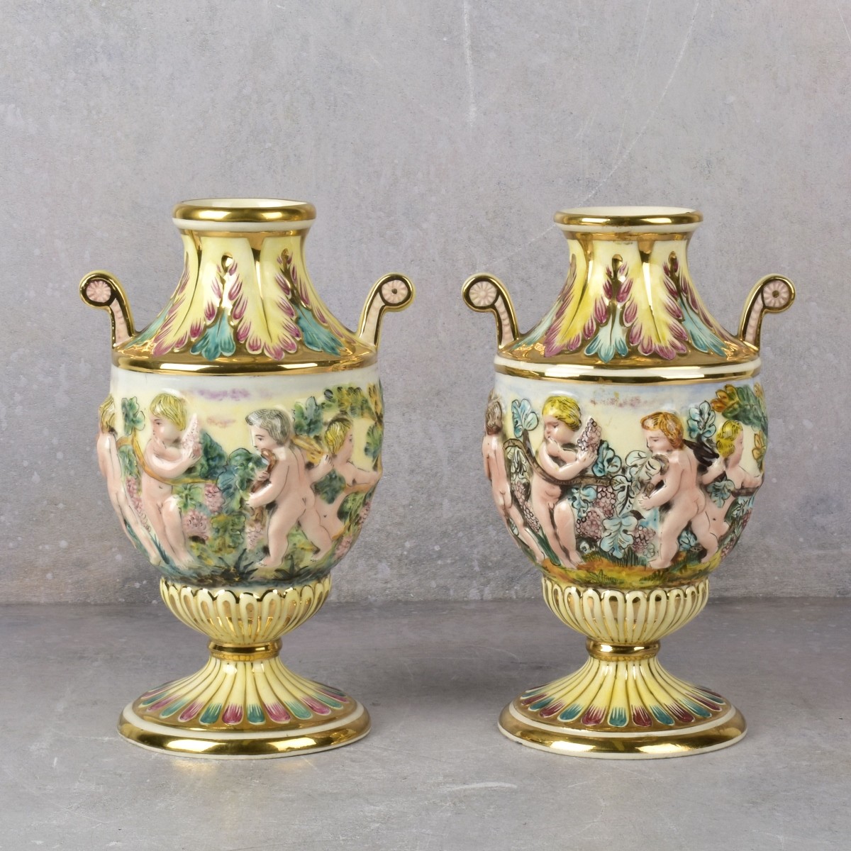 Pair of Vintage Italian Capodimonte Vases