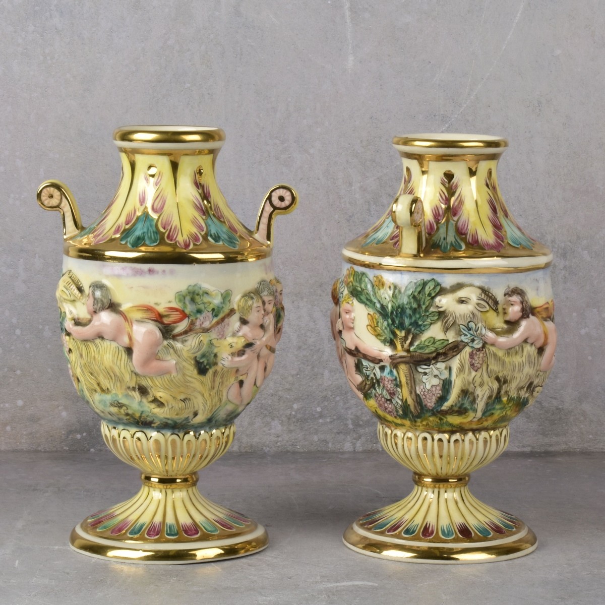 Pair of Vintage Italian Capodimonte Vases