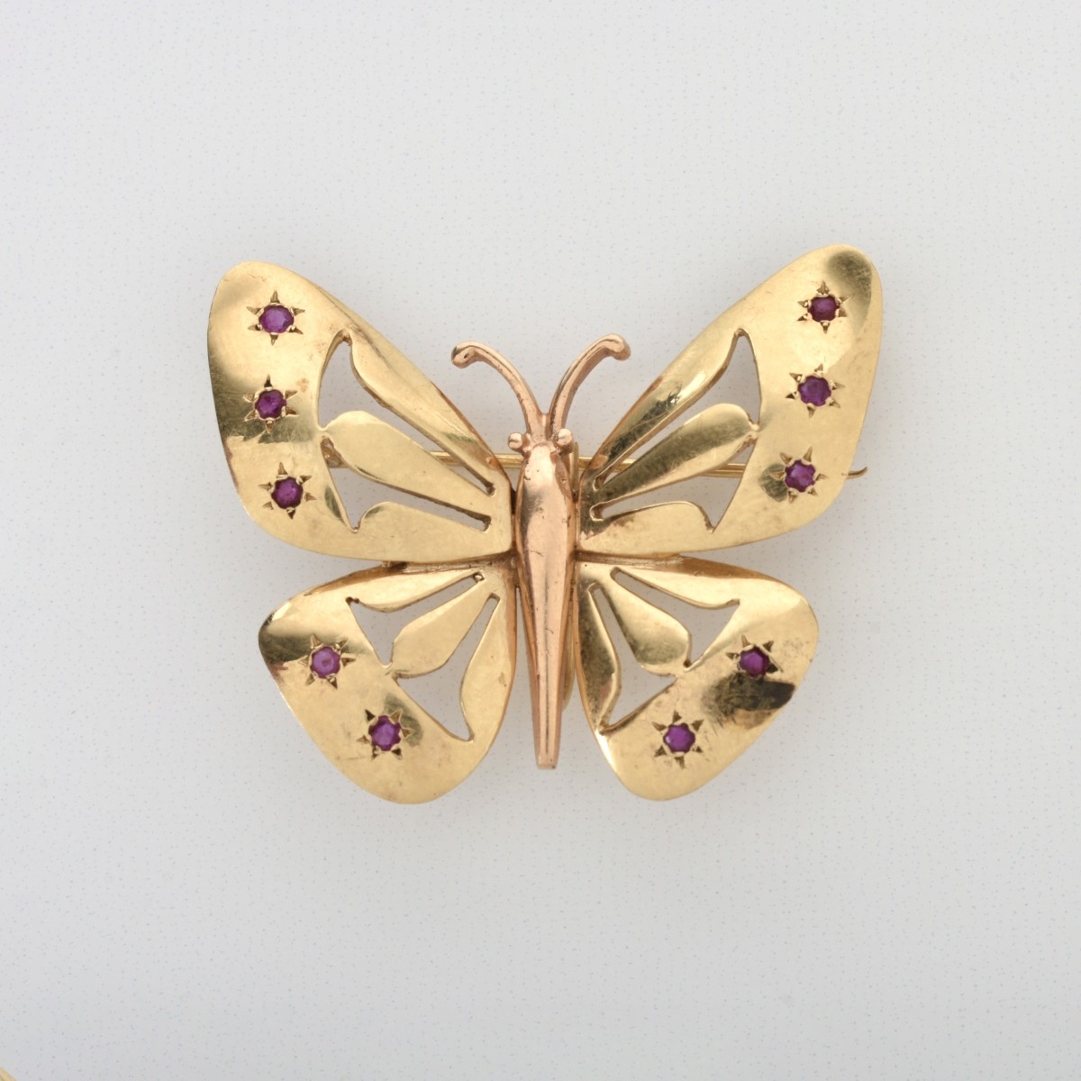 Ruby and 14K Brooch