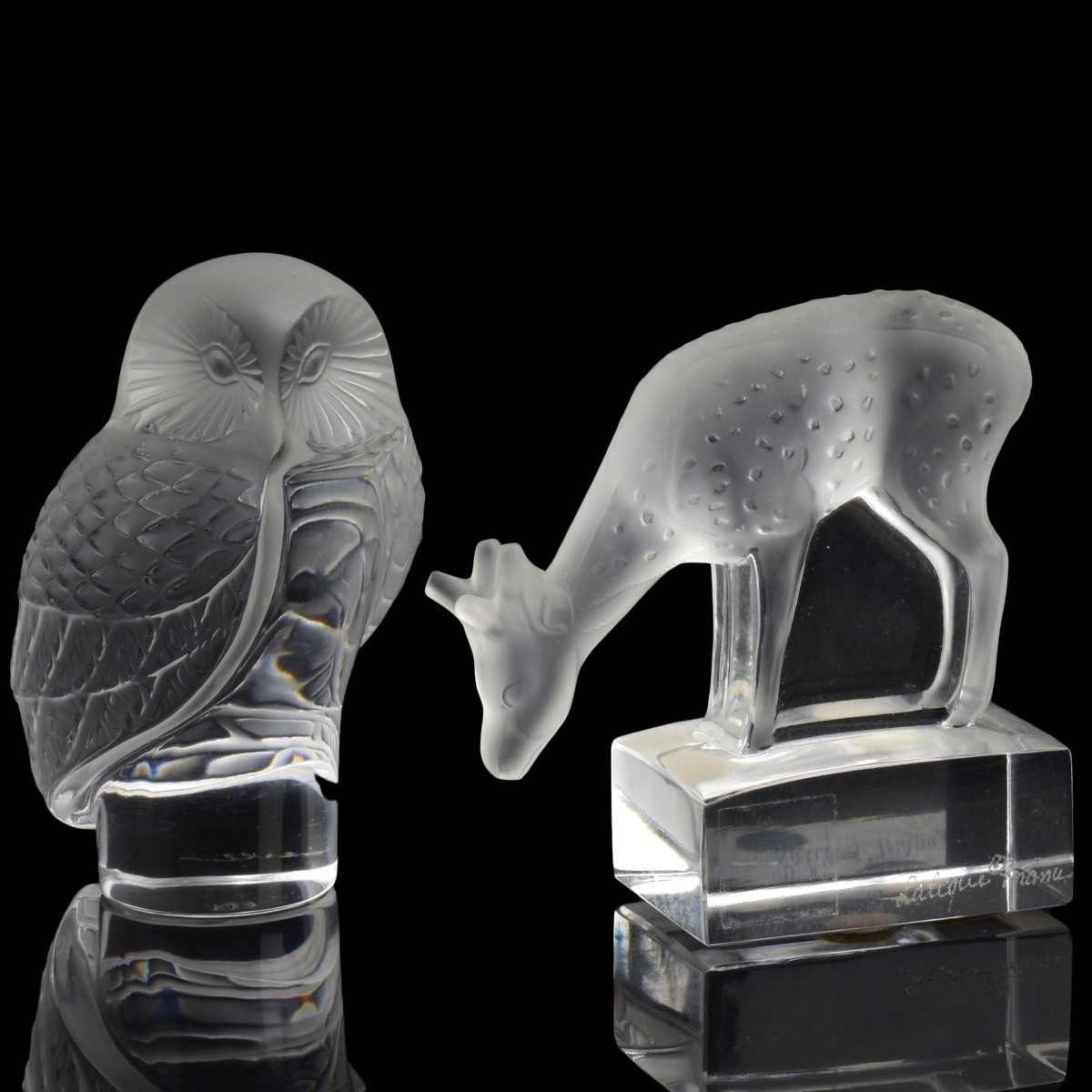 Lalique French Crystal Figural Paperweights