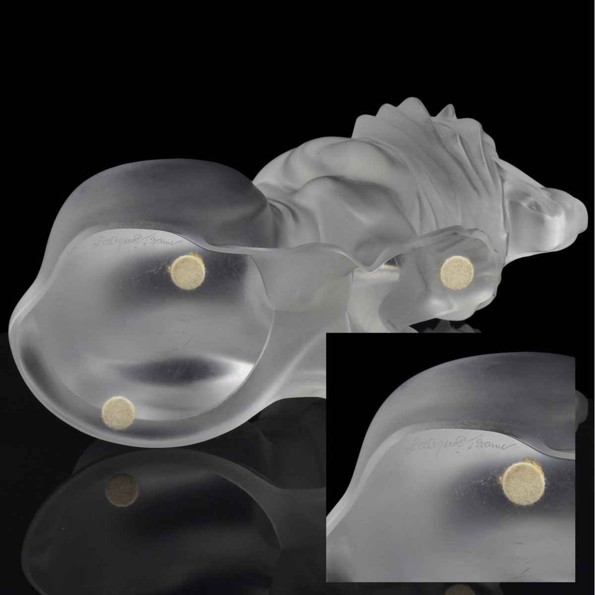 Lalique France Crystal "Bamara" Lion Figurine