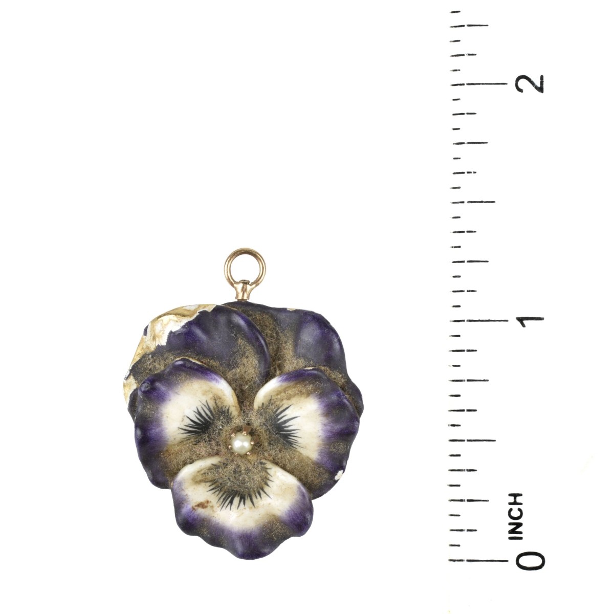 Enamel and 14K Pansy Pendant