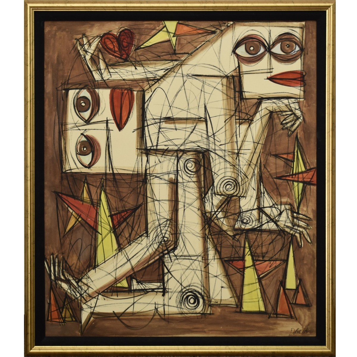 Abstract Figural Oil on Canvas Painting