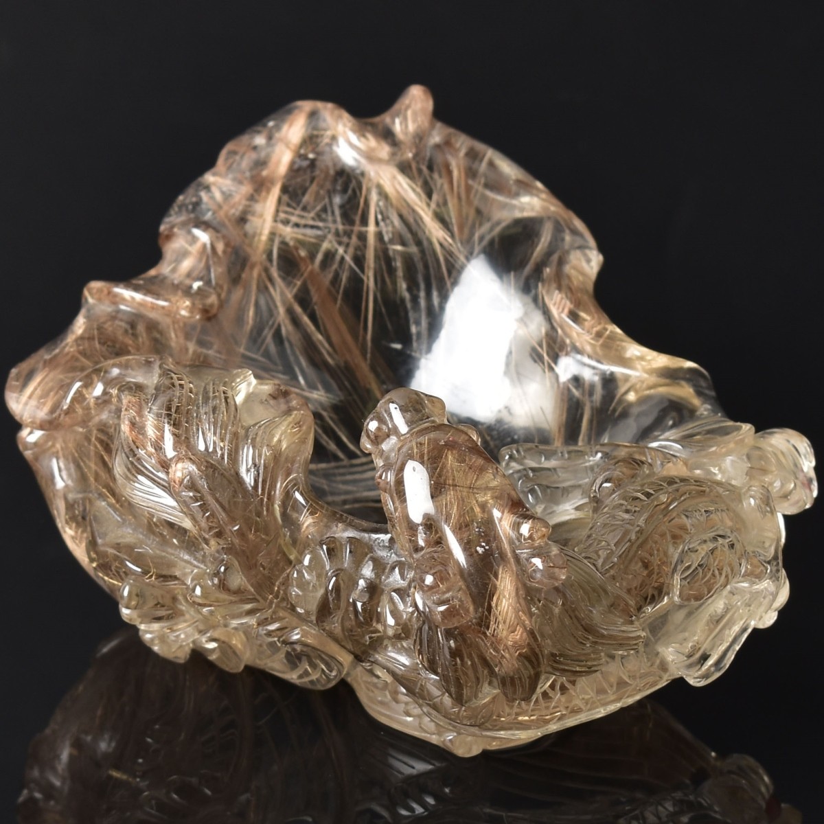 Antique Chinese Carved Rock Crystal Brush Washer