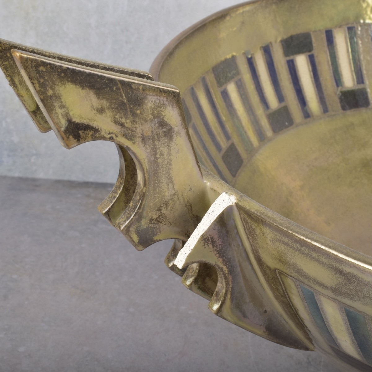 Large Art Deco Style Pottery Bowl