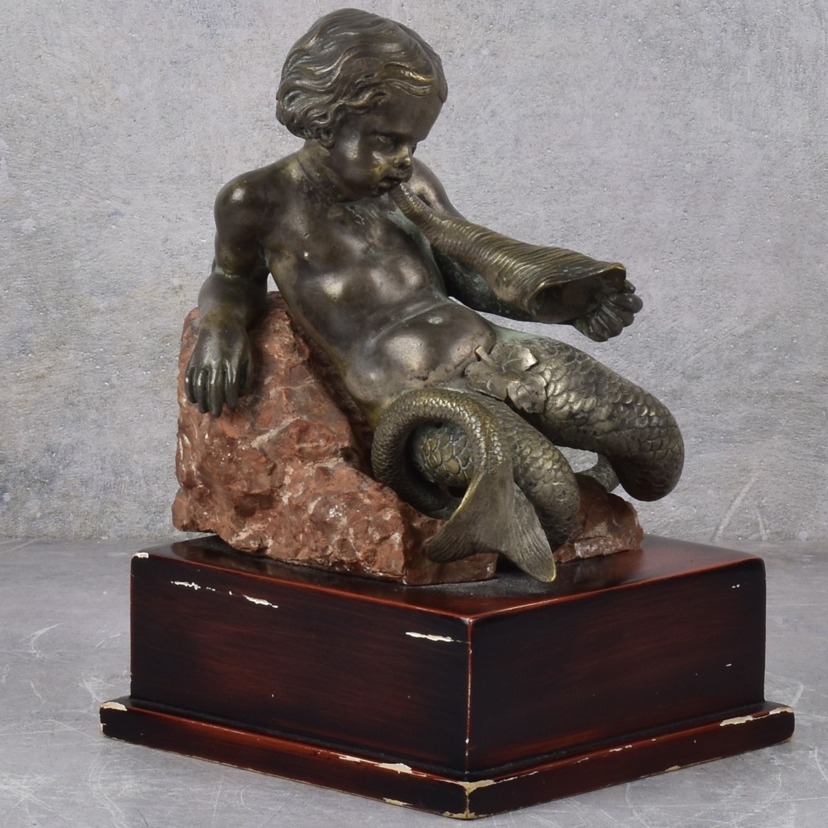 Merbaby Dolphin Bronze Figurine