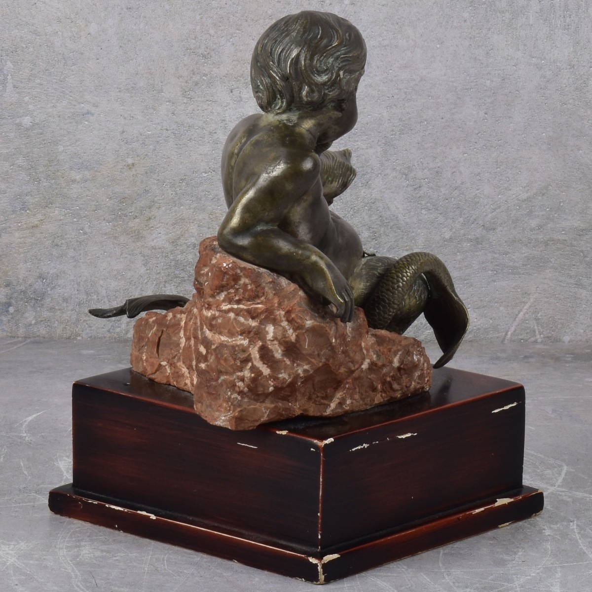 Merbaby Dolphin Bronze Figurine