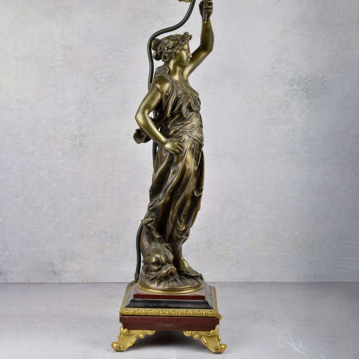 Large Art Nouveau Style Bronze & Gilt Candlelabra