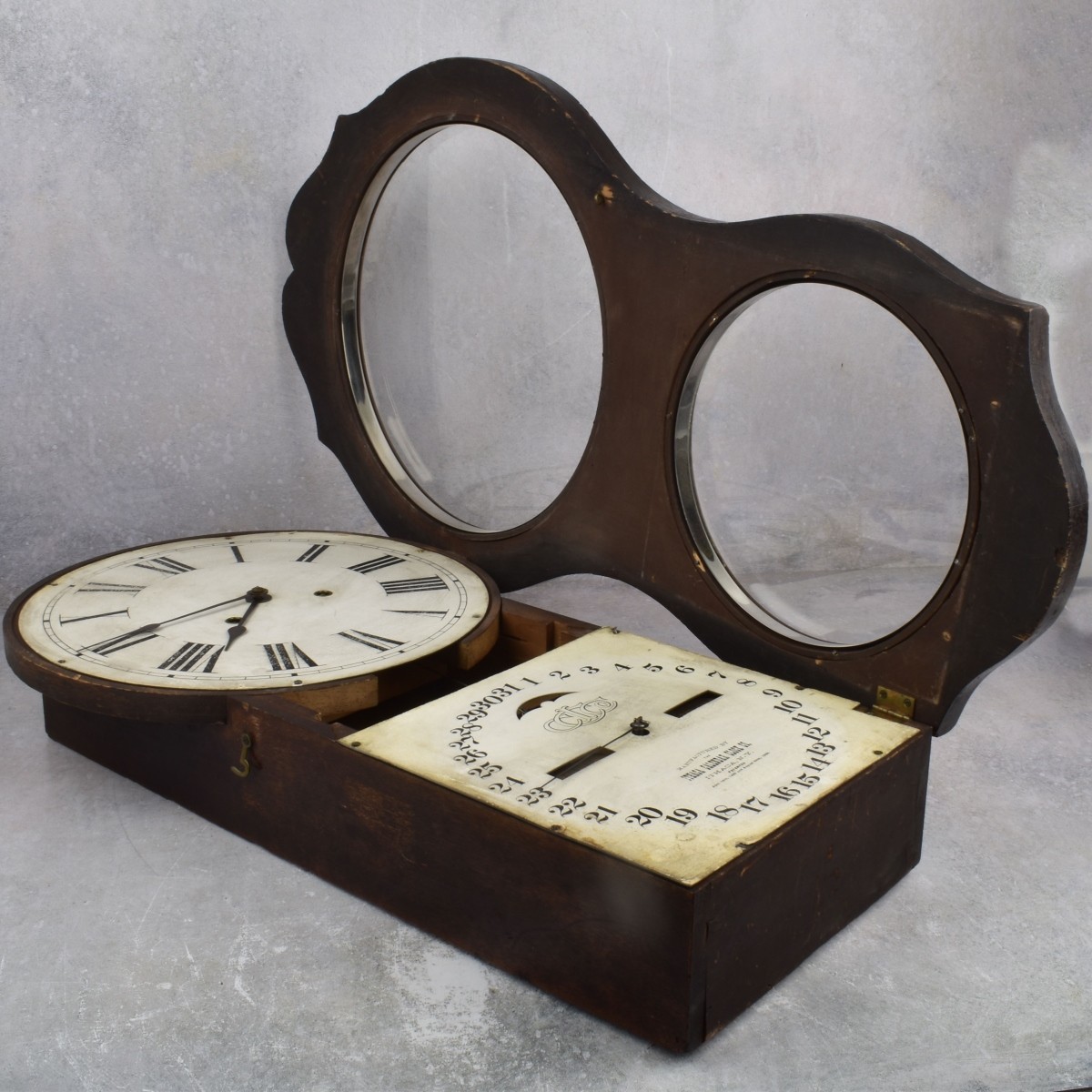 Antique Ithaca Double Dial Calendar Clock