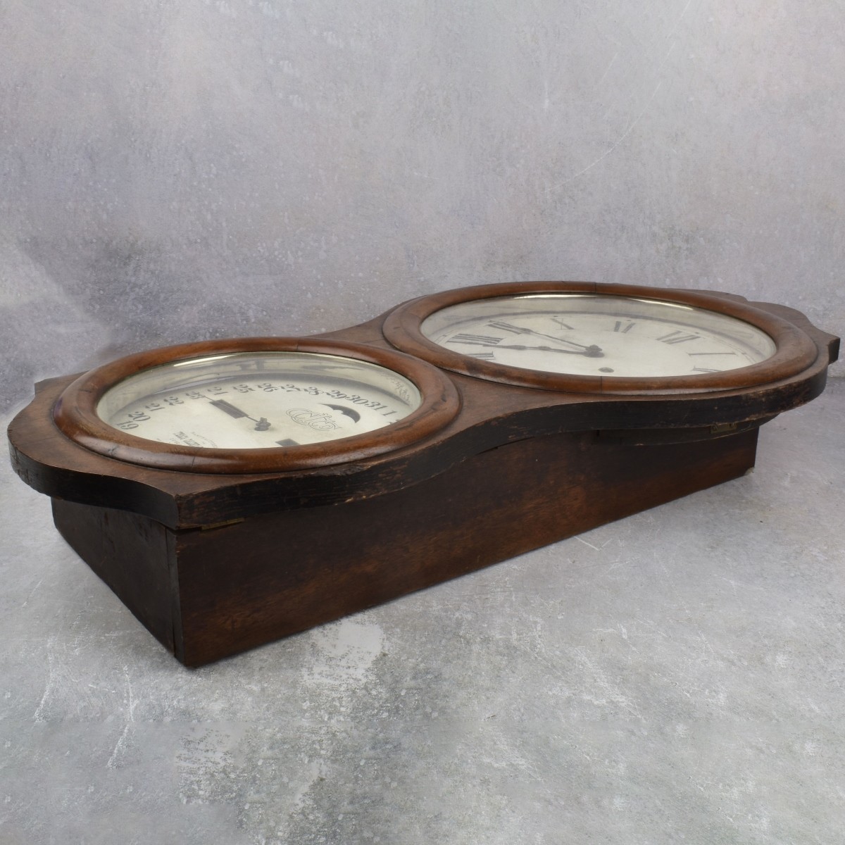 Antique Ithaca Double Dial Calendar Clock
