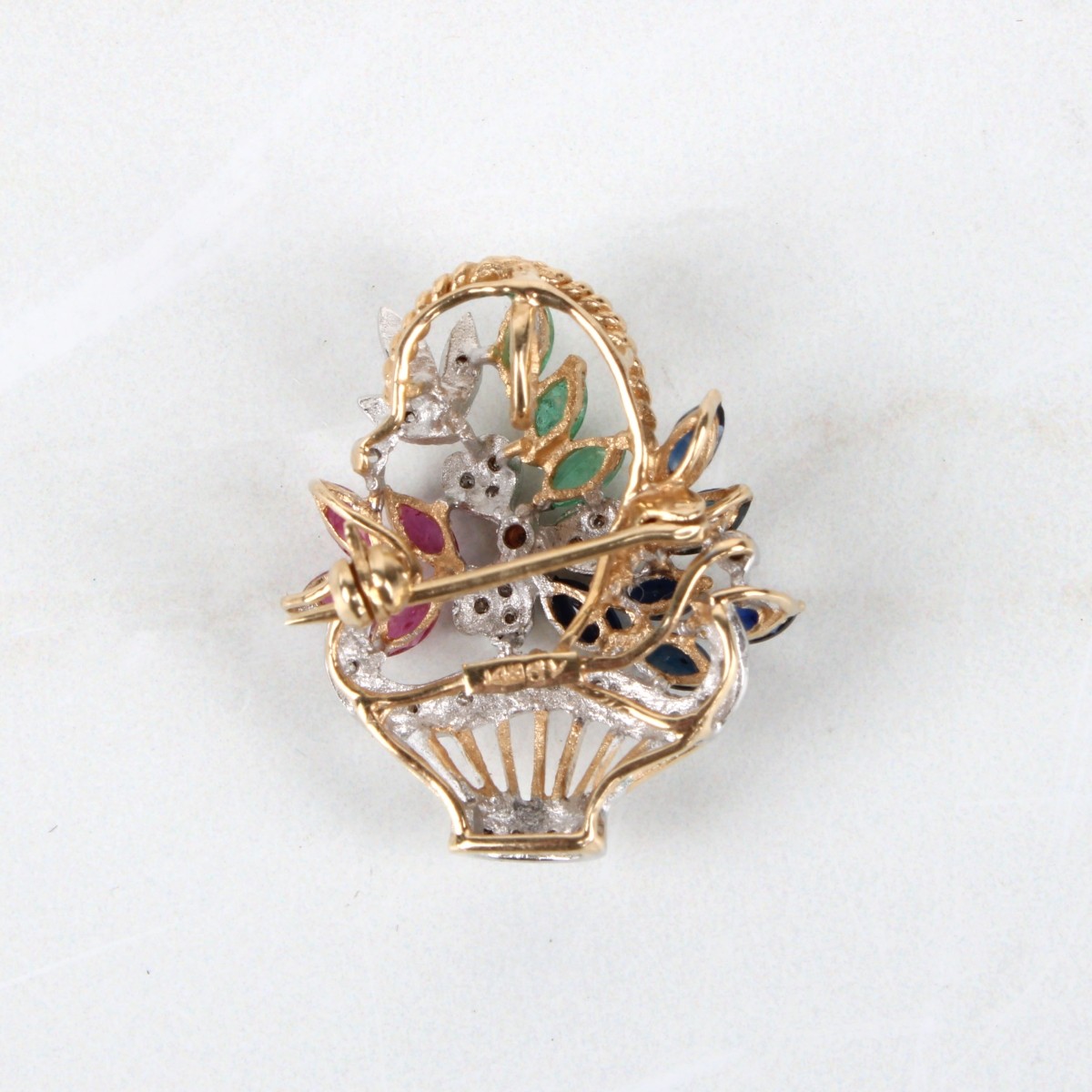 Gemstone and 14K Pendant / Brooch