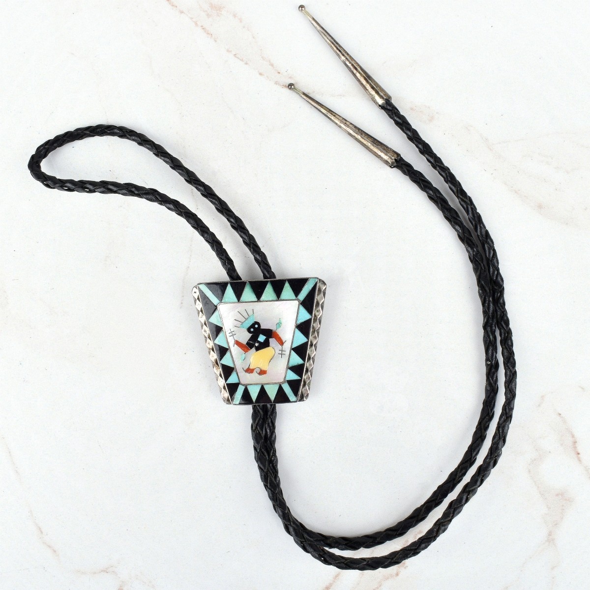 Native American Hardstone & Silver Bolo Tie