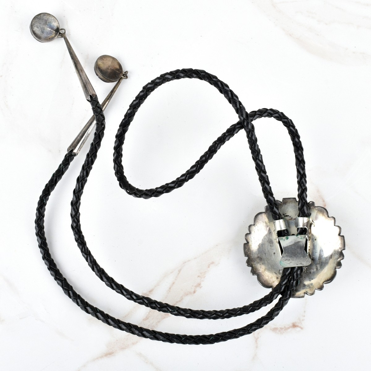 Zuni Hardstone and Silver Bolo Tie