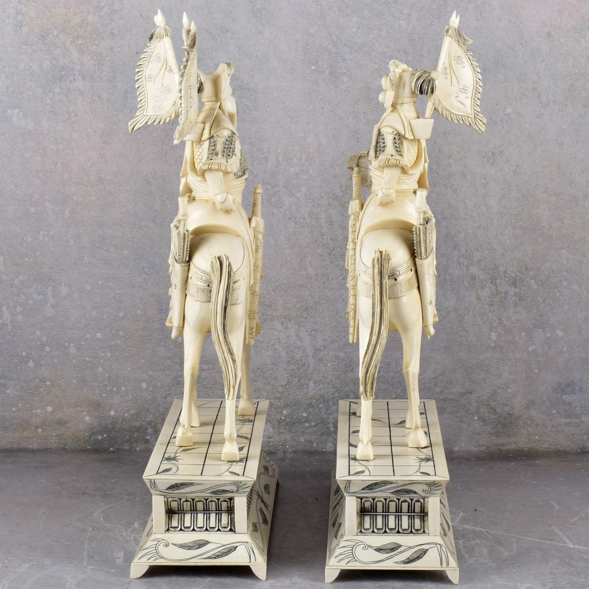 Antique Carved Emperor and Empress on Horseback