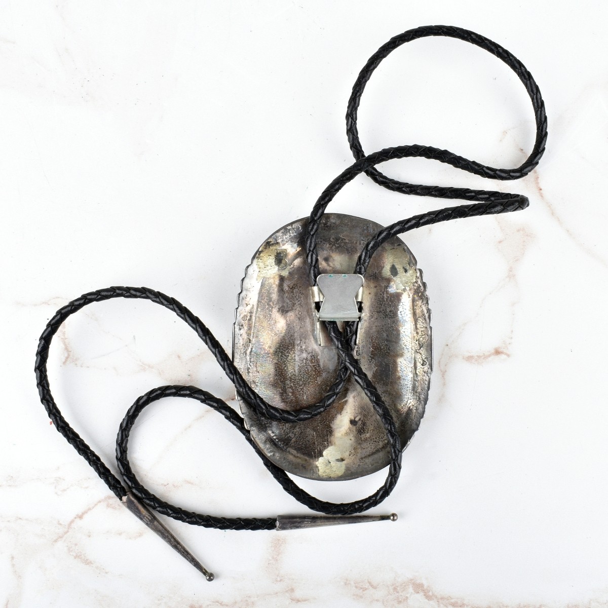 Navajo Turquoise, Coral and Silver Bolo Tie