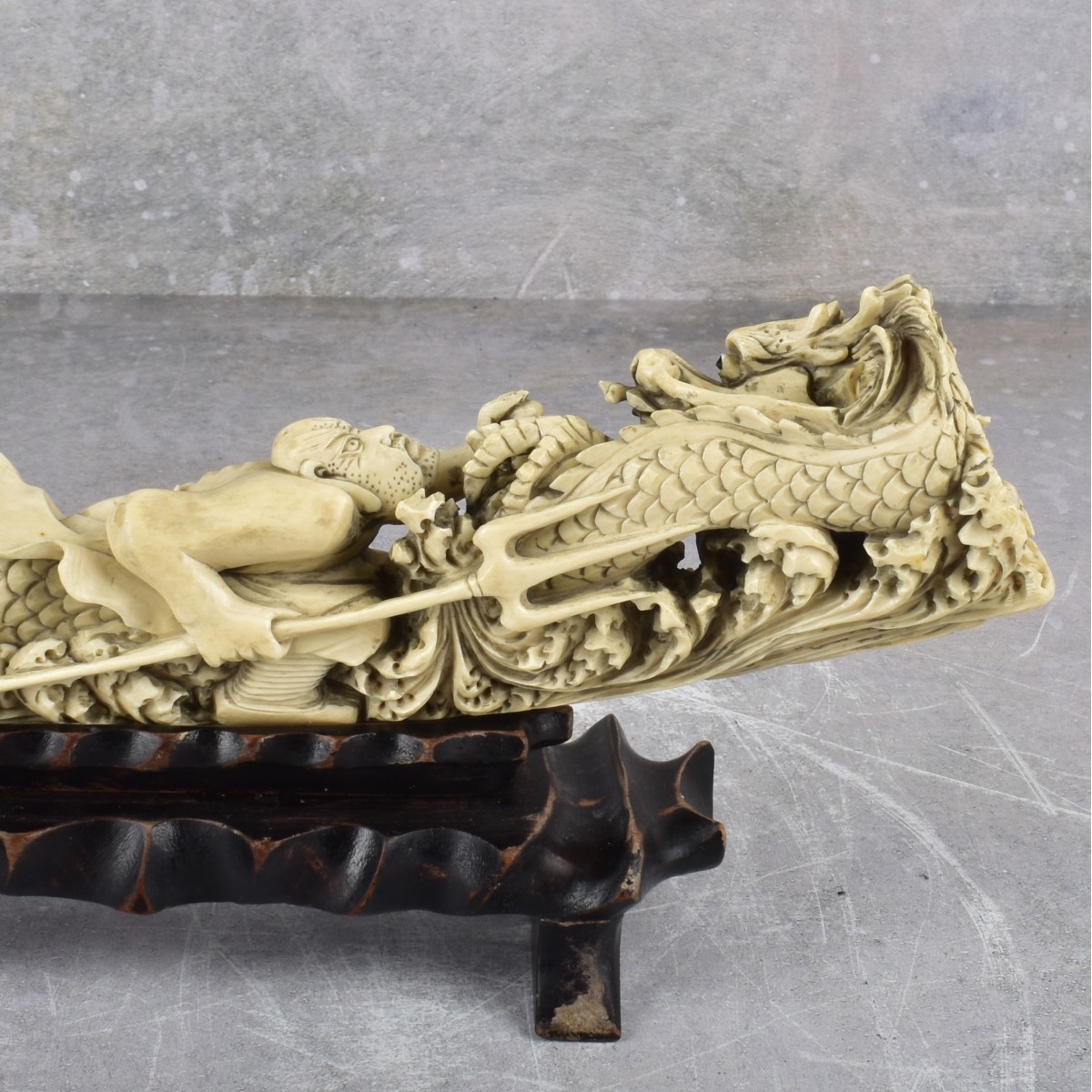Antique Carved Chinese Sculpture of a Dragon