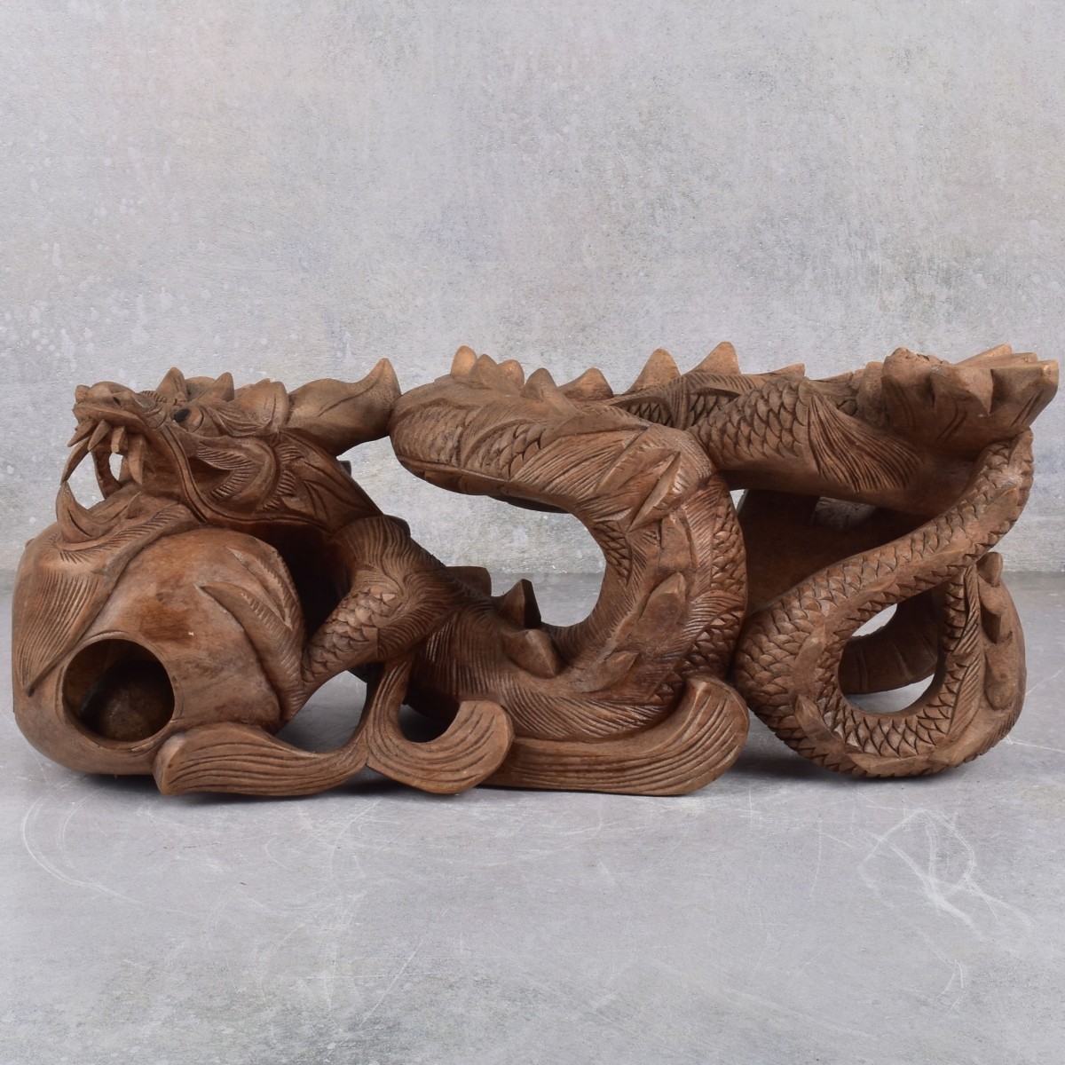 Vintage Carved Chinese Dragon Sculptures
