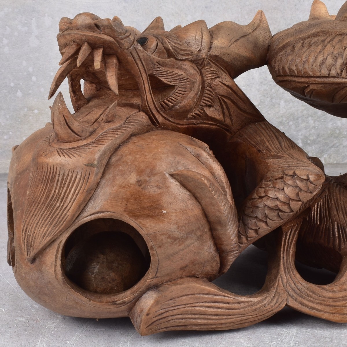 Vintage Carved Chinese Dragon Sculptures