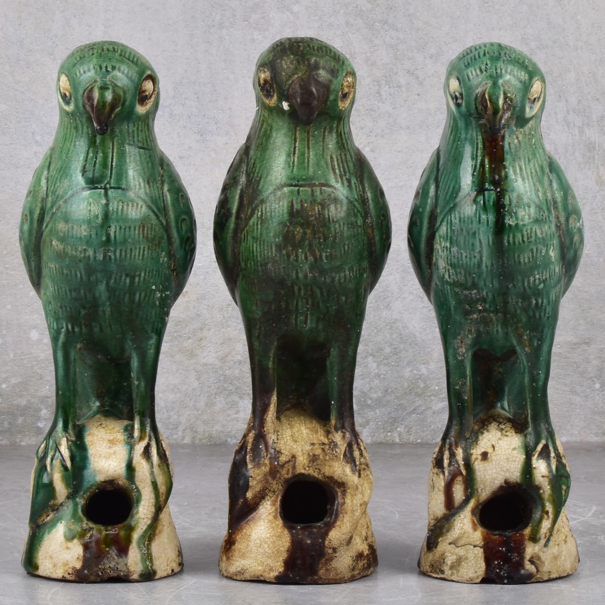 Green Pottery Parrots