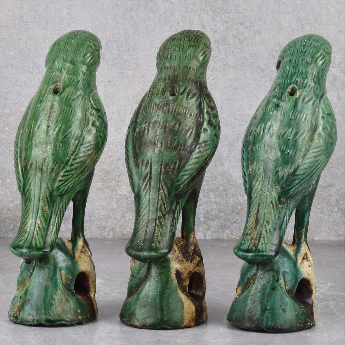 Green Pottery Parrots