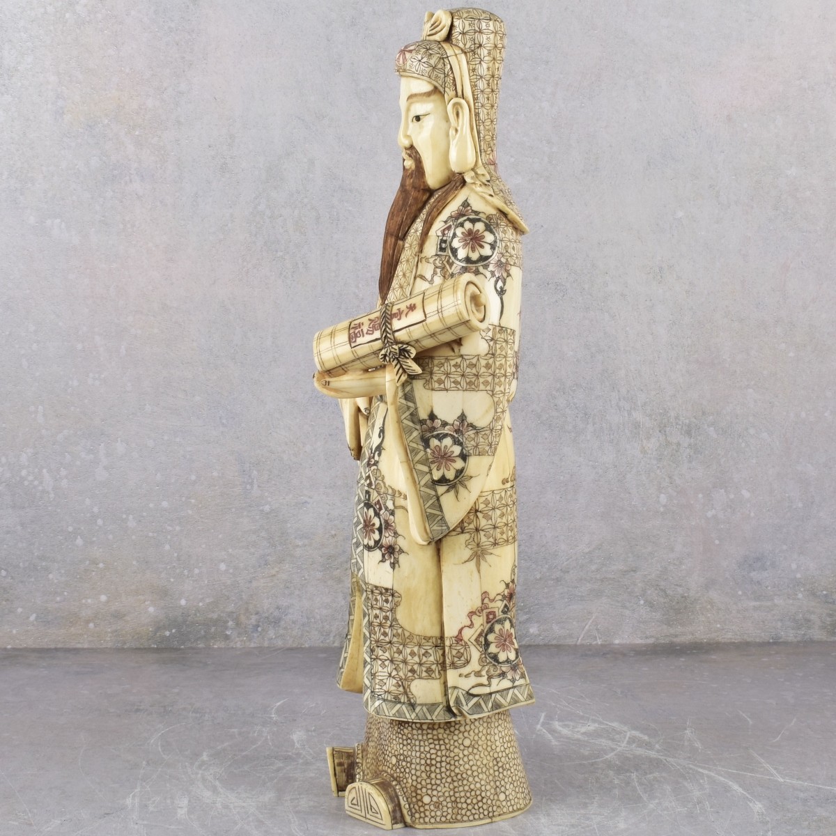 Vintage Chinese Lu Xing Carved Bone Statue
