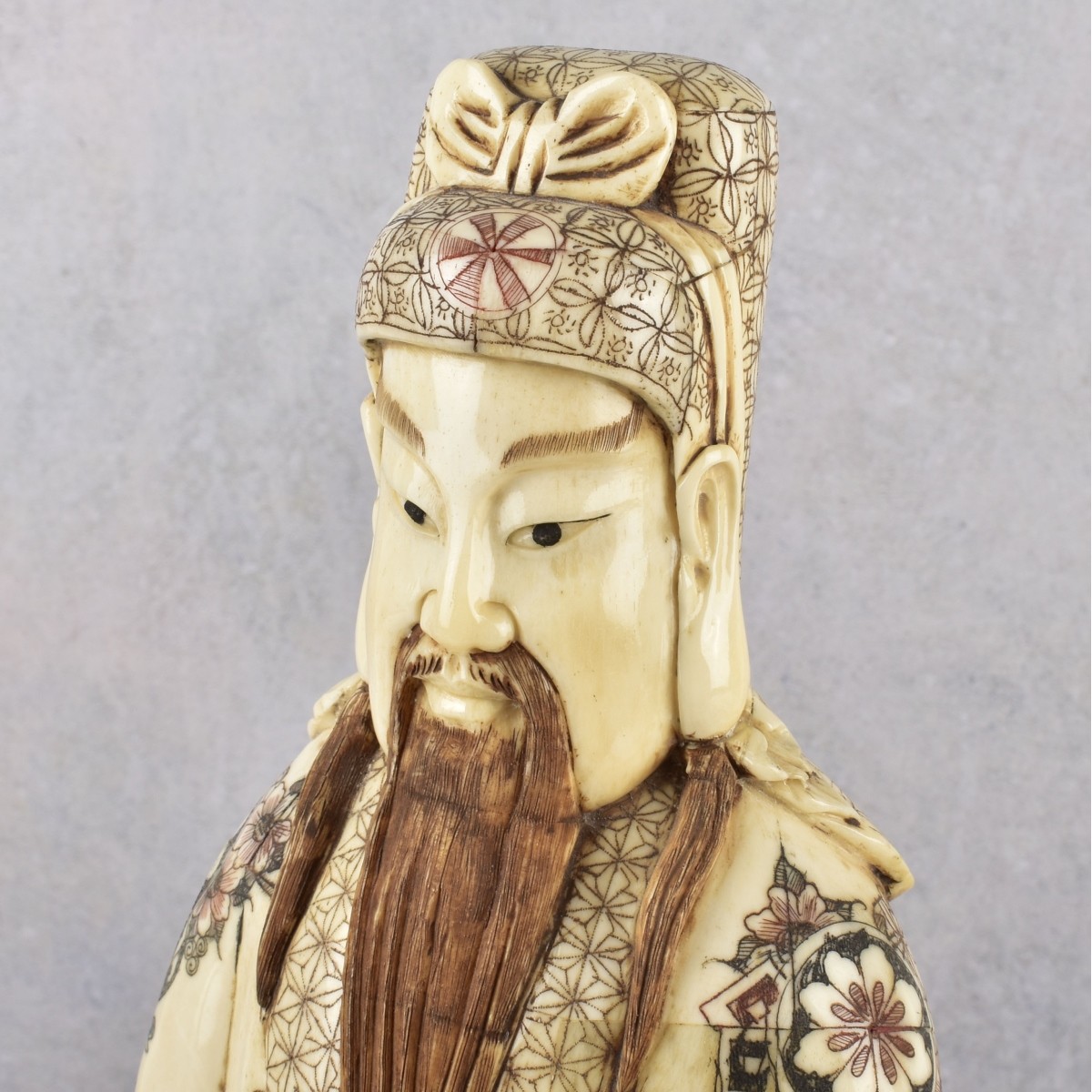 Vintage Chinese Lu Xing Carved Bone Statue