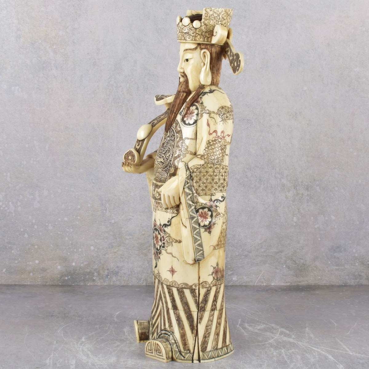Vintage Chinese Fu Lu Carved Bone Statue