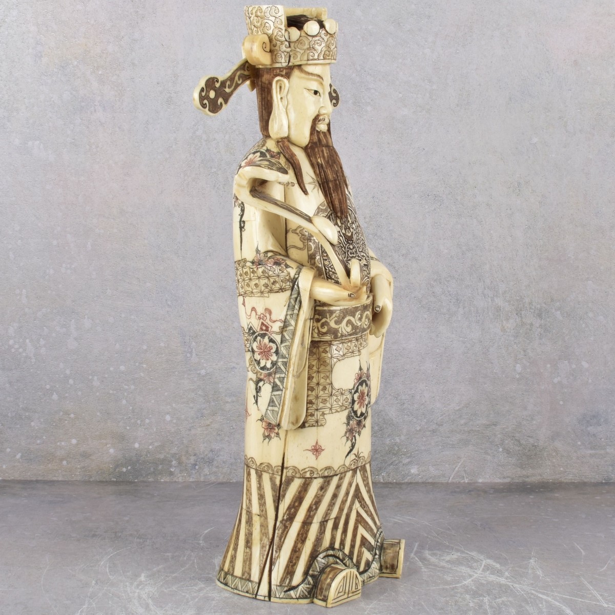 Vintage Chinese Fu Lu Carved Bone Statue
