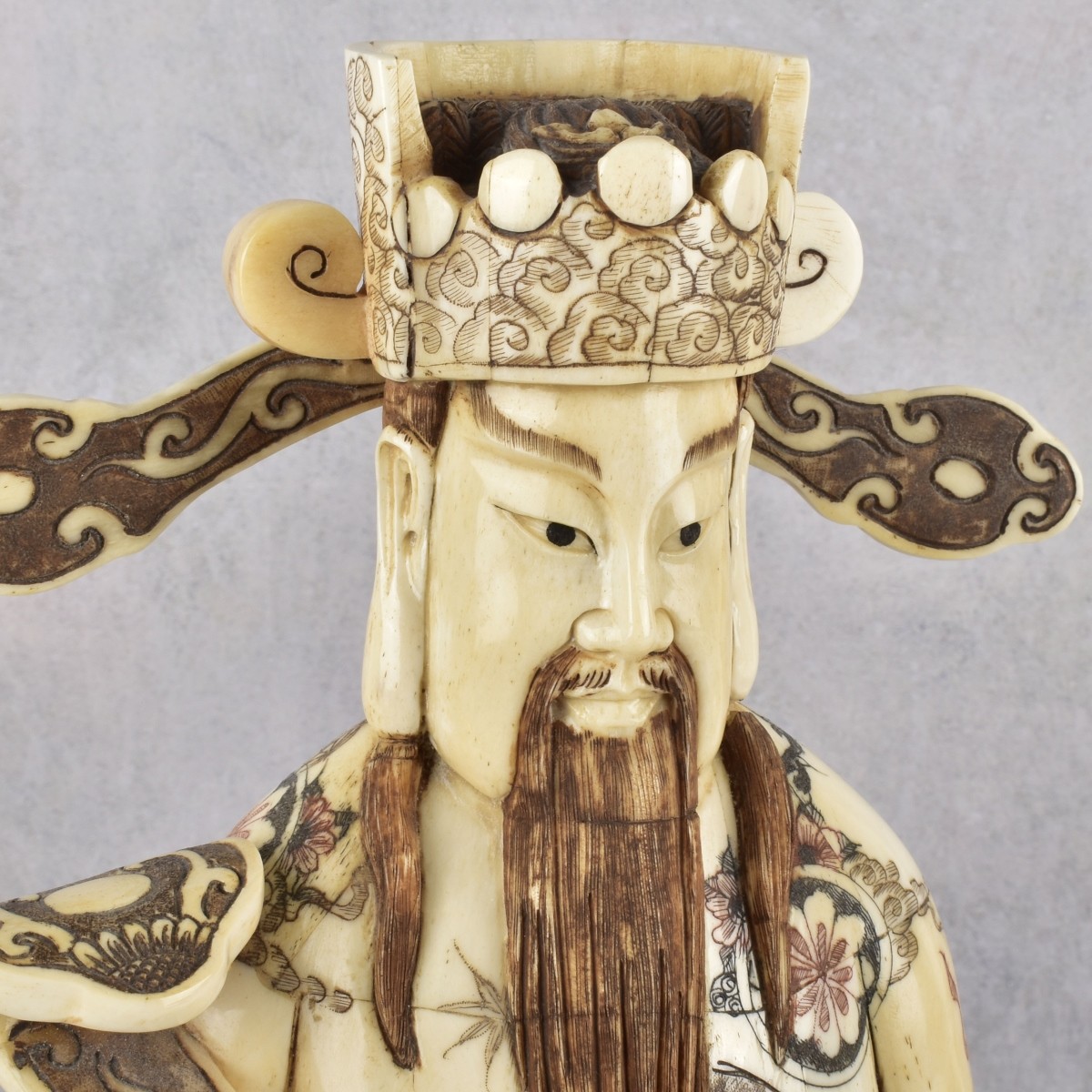 Vintage Chinese Fu Lu Carved Bone Statue
