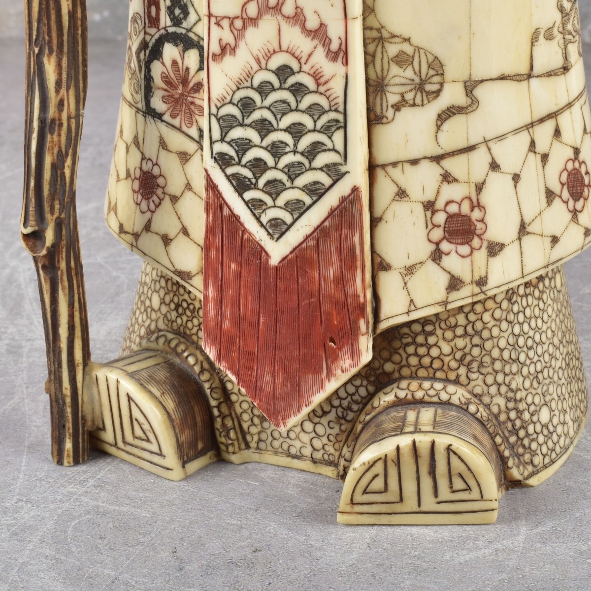 Vintage Chinese Shou Lao Carved Bone Statue
