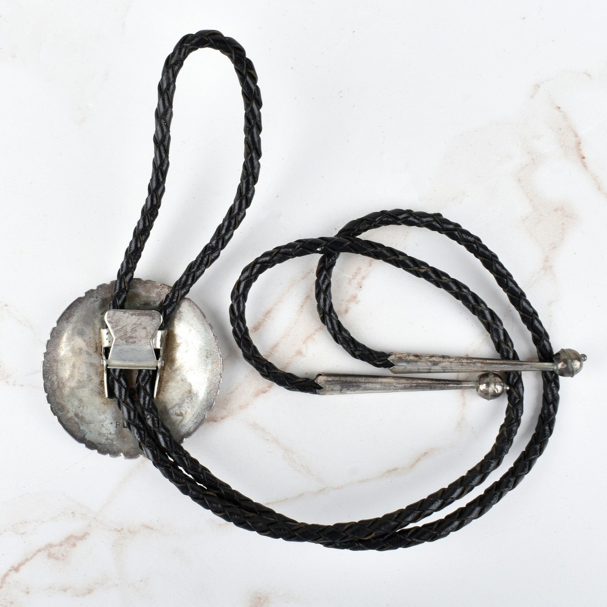 Zuni Hardstone and Silver Bolo Tie