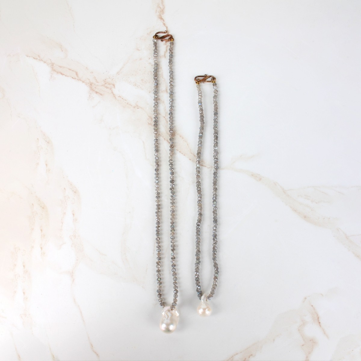 Labradorite and Pearl Necklaces